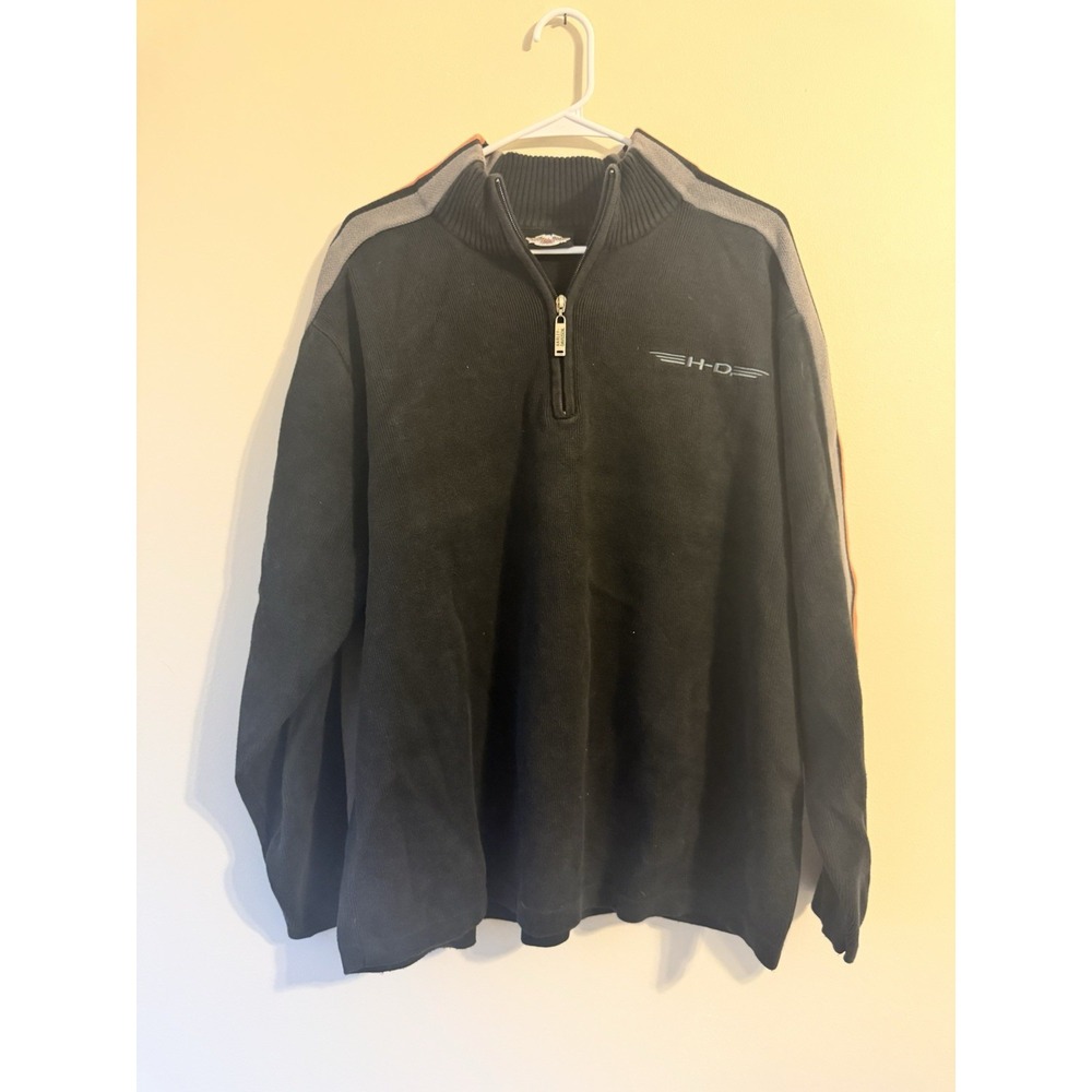 Men's Harley Davidson‎ Quarter Zip Black Pullover XL